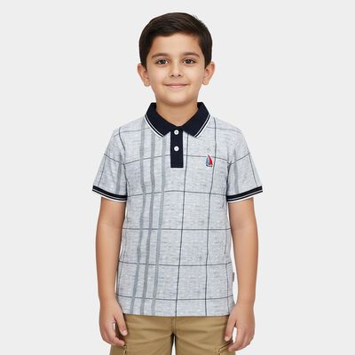 Boys Dark Green Round Neck Casual T-Shirt