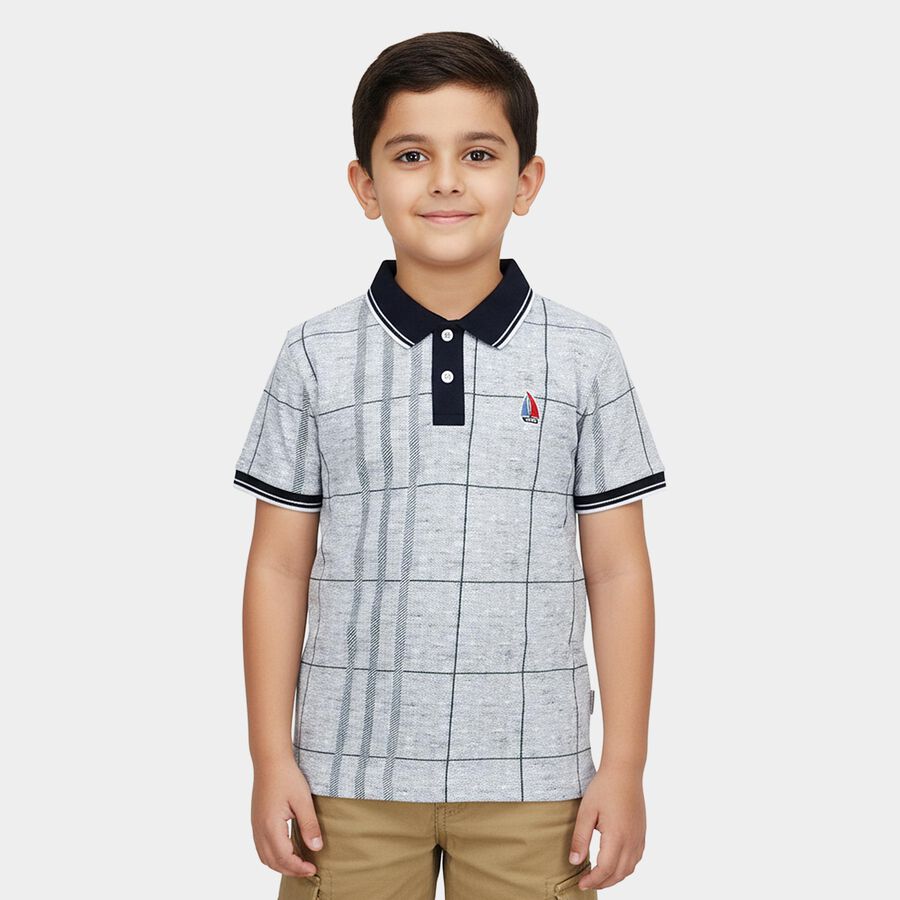 Boys Dark Green Round Neck Casual T-Shirt, Dark Green, large