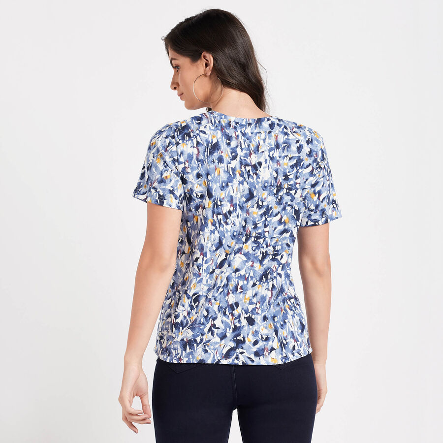 All Over Print Round Neck T-Shirt, Blue, large image number null