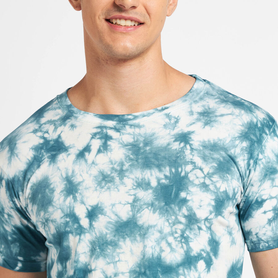 Cotton Round Neck T-Shirt, Teal Blue, large image number null