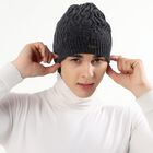 Men's Charcoal Grey Textured Beanie Cap, Charcoal, small image number null