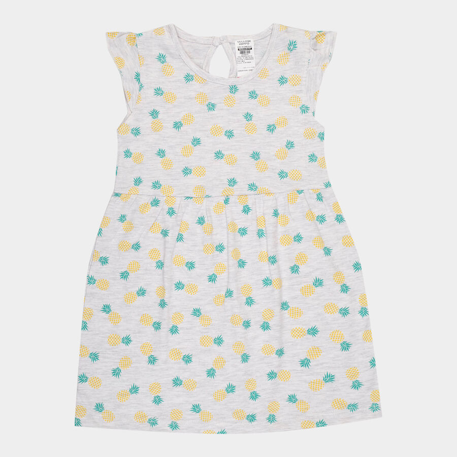 Infants Cotton Frock, Melange Light Grey, large image number null