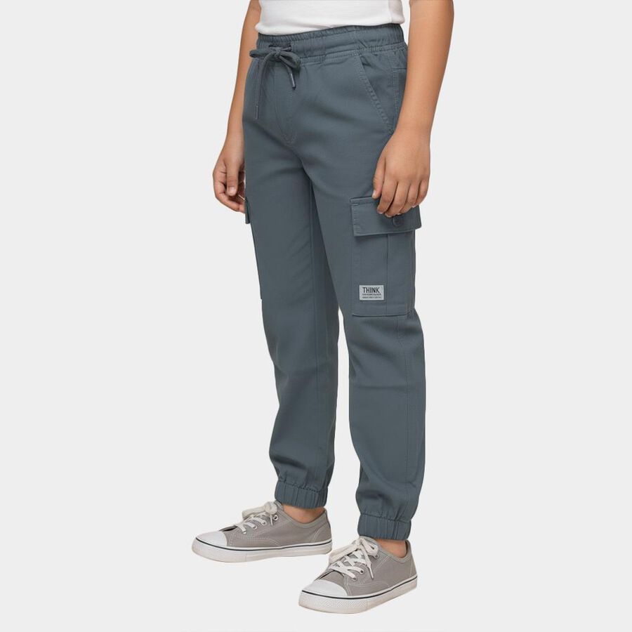 Boys Steel Blue Regular Fit Cargo Pants, हल्का ग्रे, large image number null