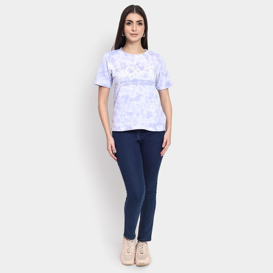 Ladies' 100% Cotton Round Neck T-Shirt , लाइलेक, large image number null