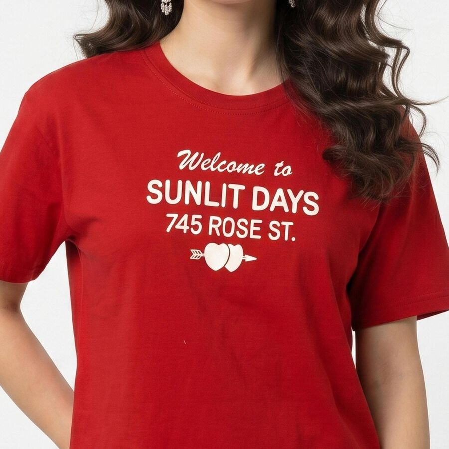 Women's Red Round Neck Regular T-Shirt, Red, large