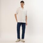 Men's Off White Half Sleeve Cuban Collar Casual Shirt, Off White, small