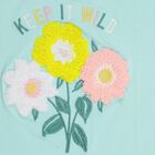 Girls Mint Green Cotton Round Neck Short Sleeve T-Shirt, Light Green, small image number null