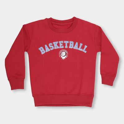 Boys Rich Maroon Crew Neck Casual Sweatshirt