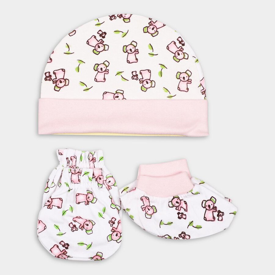 Infants' Cotton Gift Set (Cap, Mittens, Booties), Pink, large