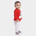 Infants' Red 100% Cotton Round Neck Graphic Print Baba Suit, लाल, small