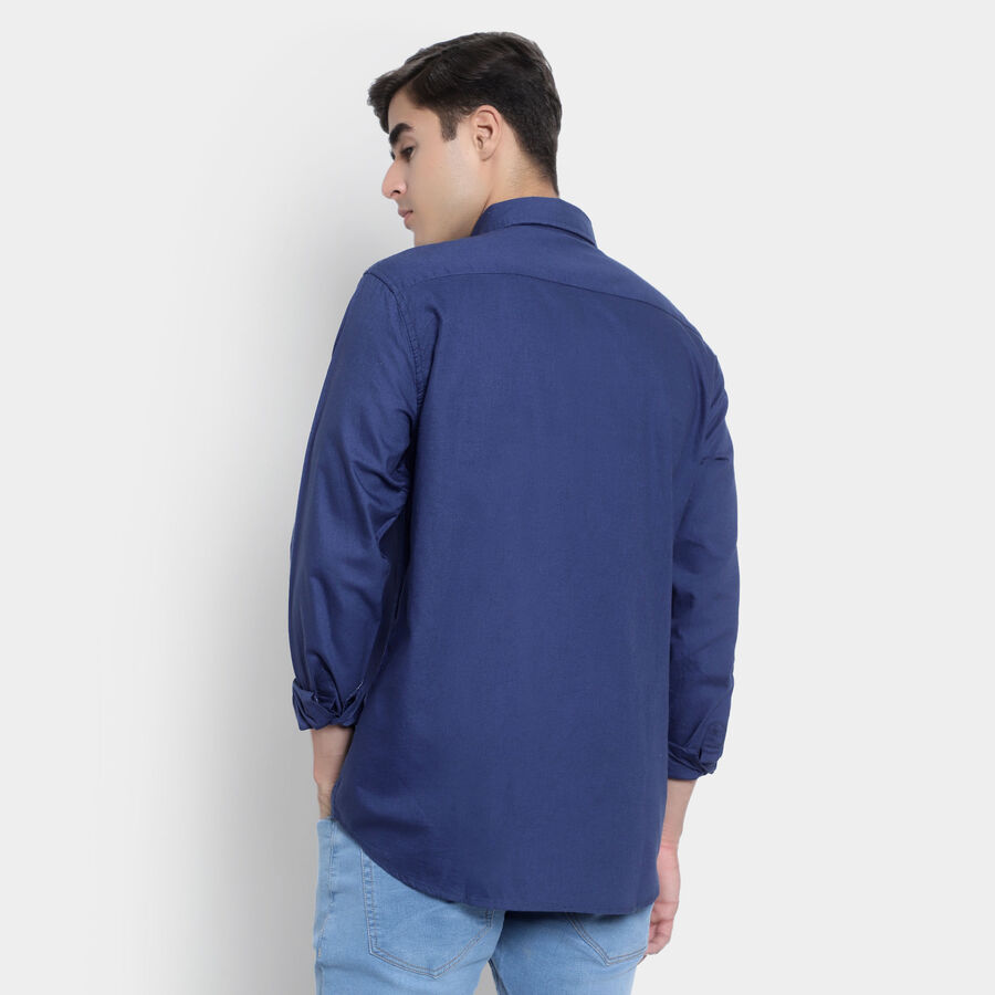 Cotton Solid Casual Shirt, Navy Blue, large image number null