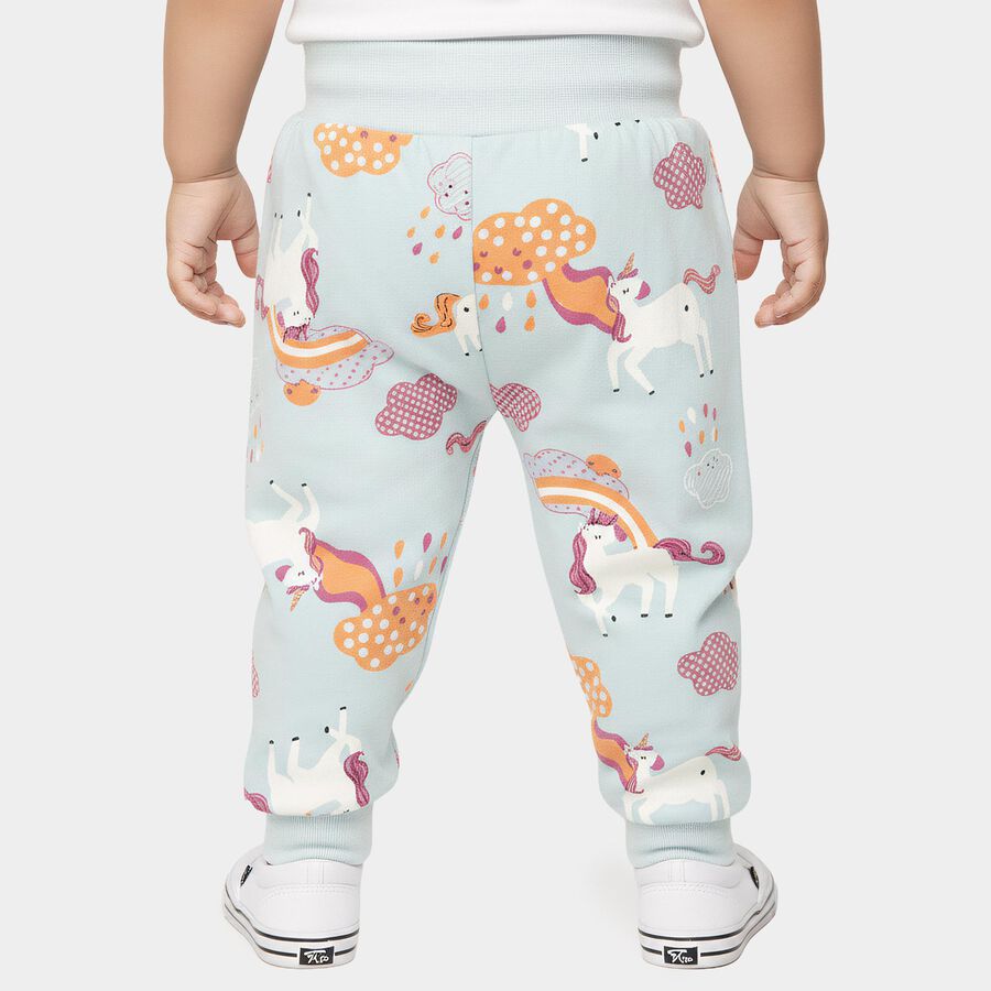 Infants' Light Blue Jogger Fit Unicorn Printed Cotton Pyjama, हल्का नीला, large