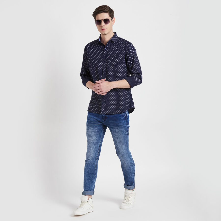 Printed Casual Shirt, Navy Blue, large image number null