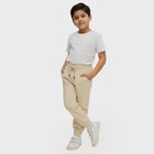Boys Light Beige Cotton Jogger Trousers, Beige, small
