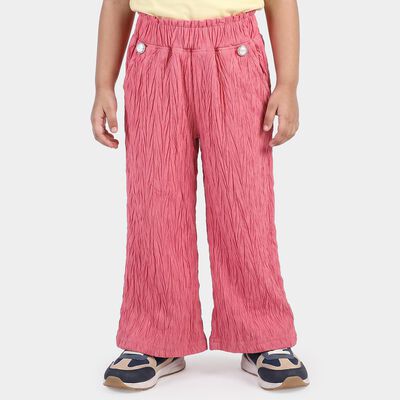 Girls Pink Wide Leg Elastic Waist Trousers
