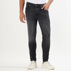 Men's Charcoal Black Skinny Fit Five-Pocket Jeans, गहरा ग्रे, small image number null