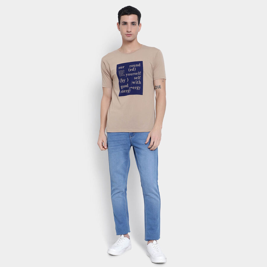 Round Neck T- Shirt, Beige, large image number null
