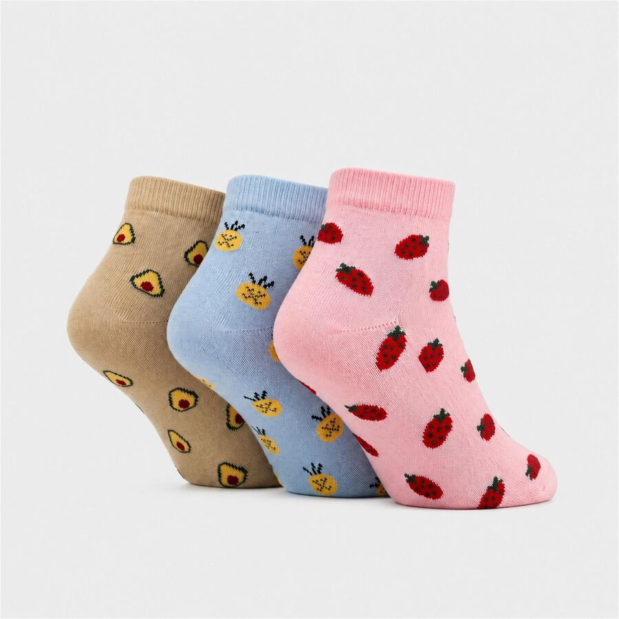 Women's Assorted Regular Fit Novelty Print Pack of 3 Socks, चुनिंदा, large