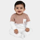 Infants' Muted Beige and White Crew Neck Casual Sweatshirt, गहरा पीला, small image number null