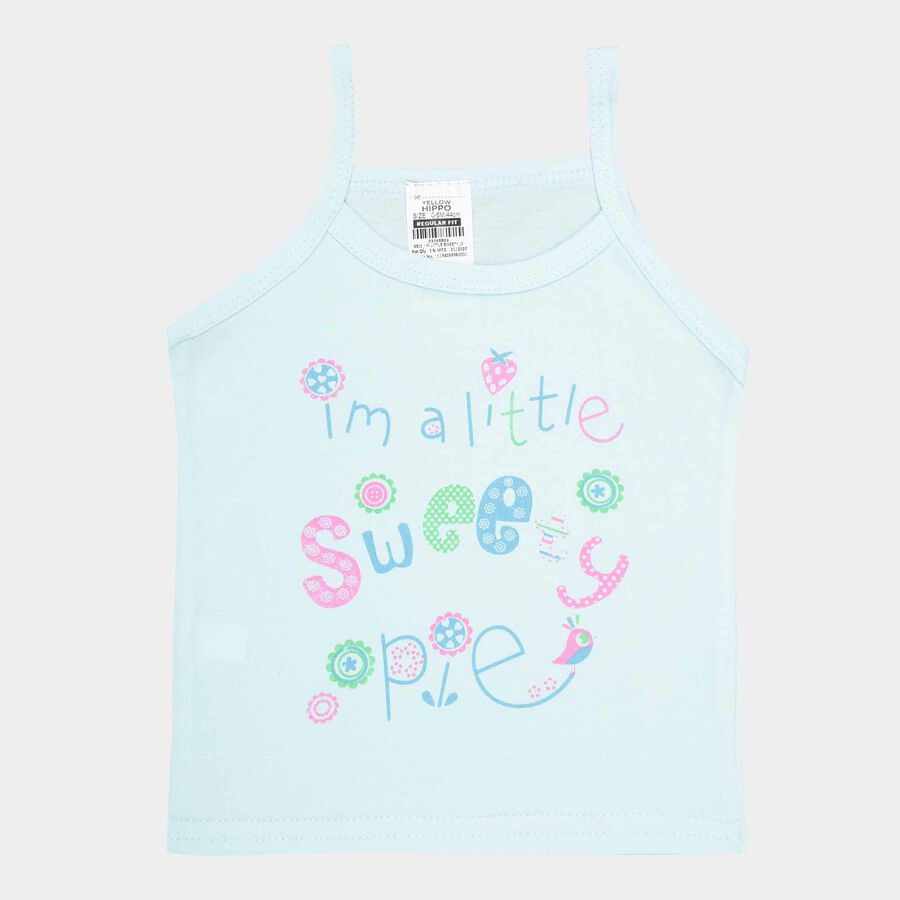 Infants Cotton Solid Vest, Aqua, large image number null