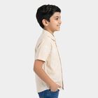 Boys Beige Cotton Half Sleeve Classic Collar Casual Shirt, Beige, small