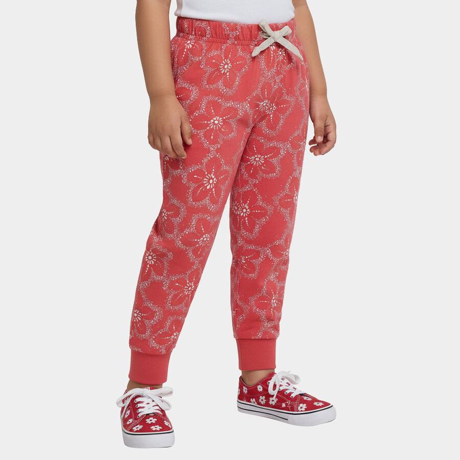 Girls Coral Regular Fit Floral Printed Pyjama, मूँगा (कोरल), large