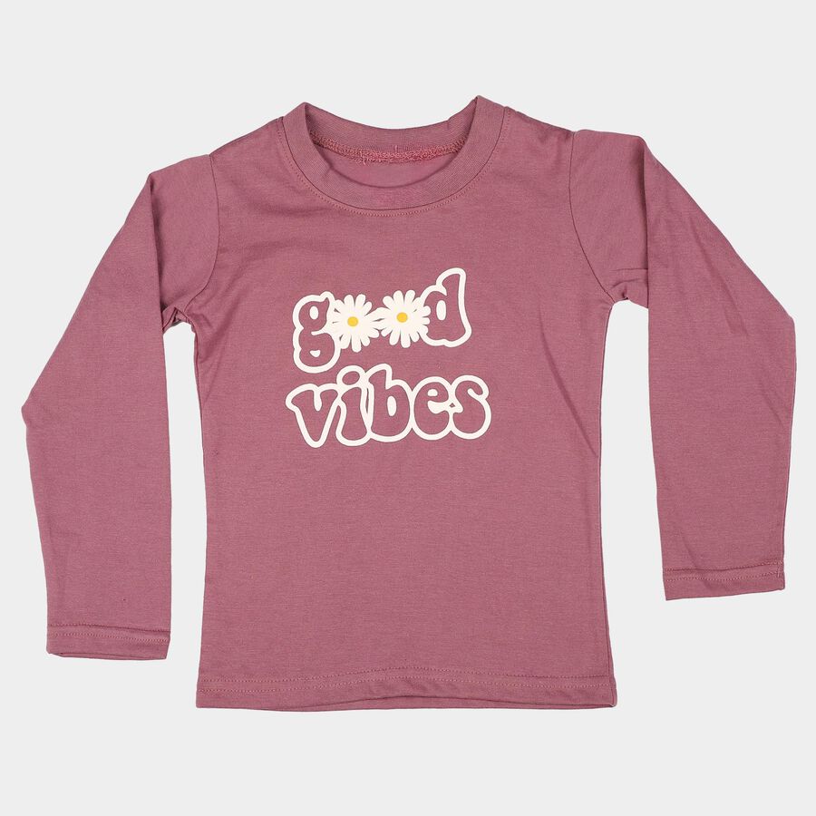 Girls Purple Round Neck Regular Top, Purple, large
