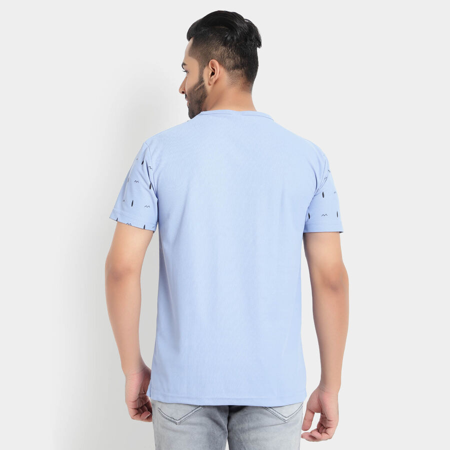 Printed Henley T-Shirt, Light Blue, large image number null