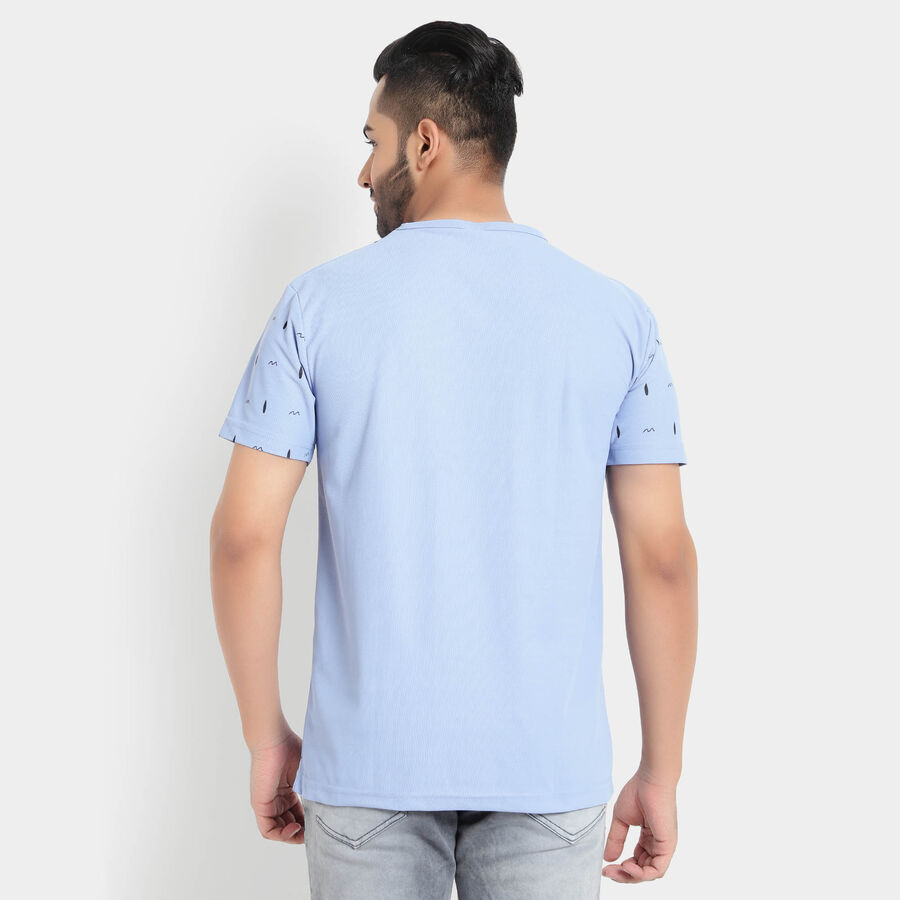 Printed Henley T-Shirt, हल्का नीला, large image number null