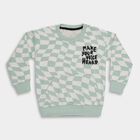 Boys Light Sage Green Crew Neck Casual Sweatshirt, हल्का हरा, small image number null