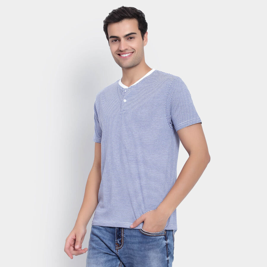 Stripes Henley T-Shirt, Light Blue, large image number null