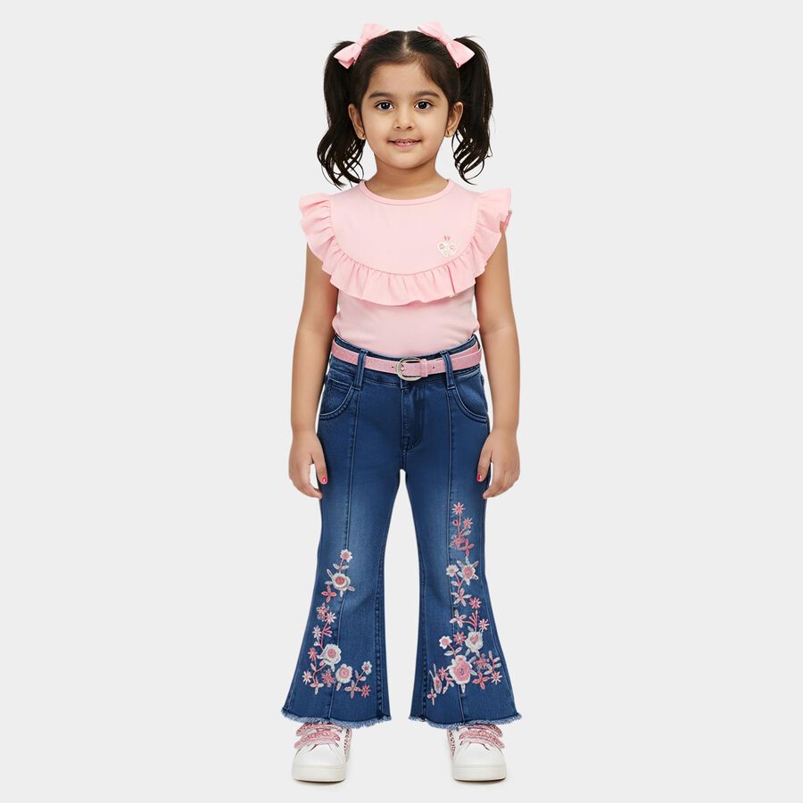 Girls' Jeans, गहरा नीला, large