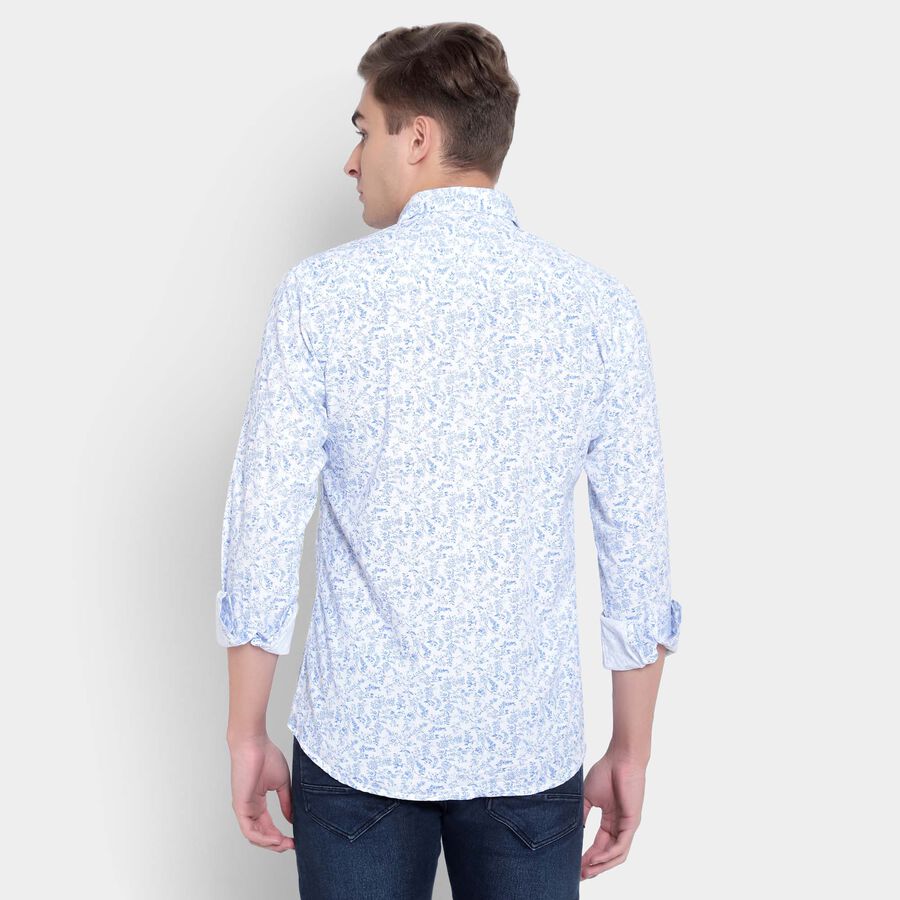 Printed Cotton Casual Shirt, White, large image number null