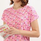 Women's Bright Pink Round Neck Casual Nighty, गुलाबी, small image number null