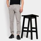 Men's Slim Fit Casual Trousers, Light Grey, small image number null