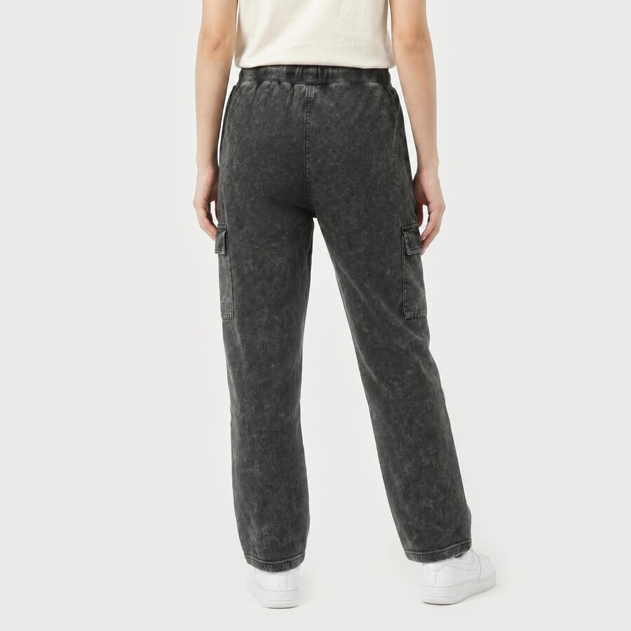 Women's Dark Grey Straight Fit Cargo Track Pants, गहरा ग्रे, large