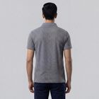 Men's Blue Polo Neck Textured T-Shirt, Mid Blue, small