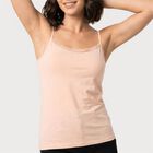 Women's Light Pink Cotton Blend Scoop Neck Camisole Slips, हल्का गुलाबी, small
