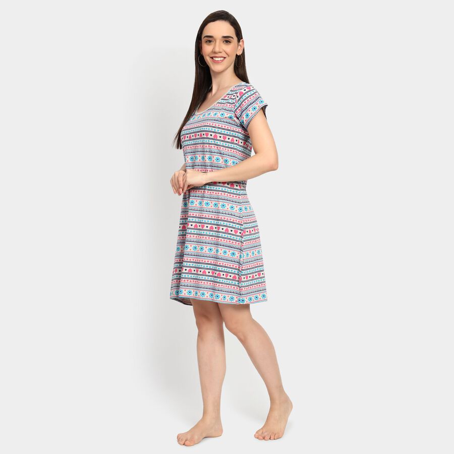Ladies' 100% Cotton Nighty, Light Grey, large image number null