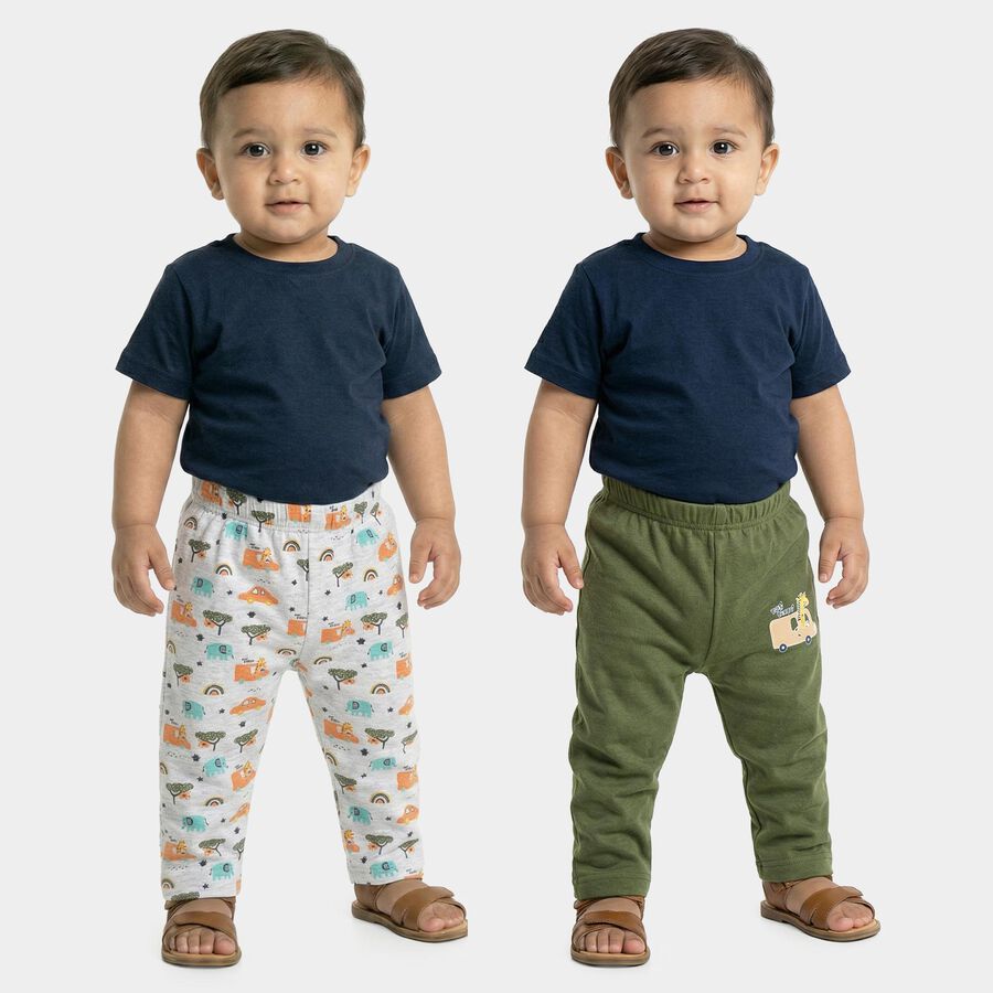 Infants Olive and Green Cotton Printed Pyjama Set, Olive, large