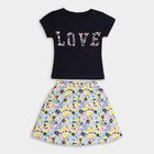 Girls' 100% Cotton Top Skirt, नेवी ब्लू, small image number null