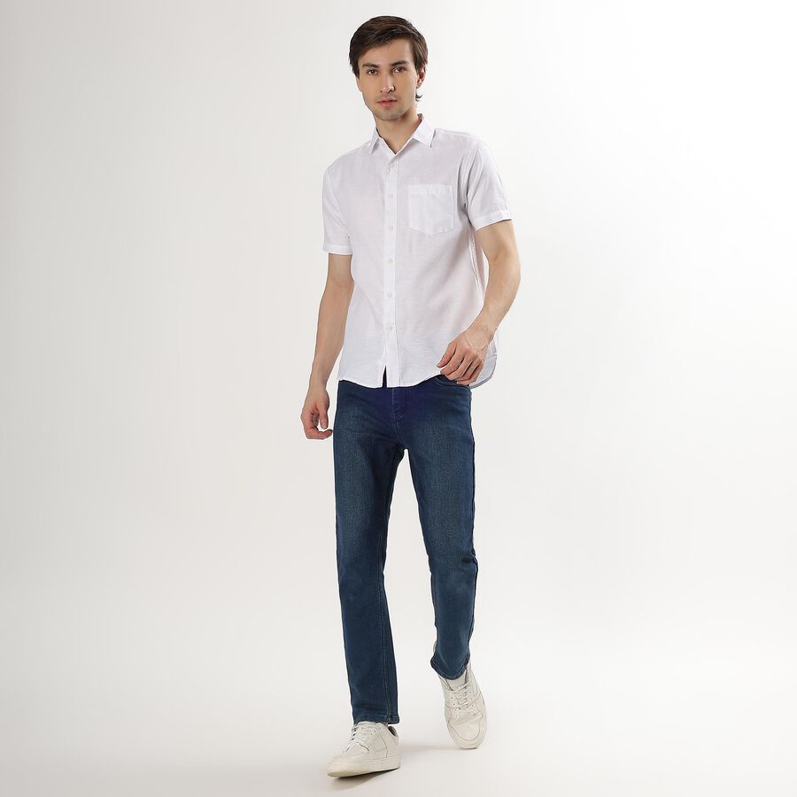 Men's Snow White Slim Fit Classic Collar Casual Shirt, White, large image number null
