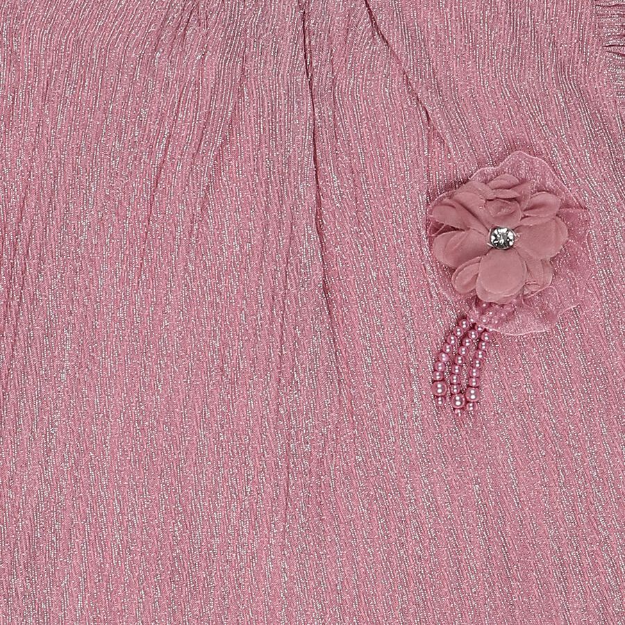 Girls' Pink High Neck Romantic T-Shirt, हल्का गुलाबी, large