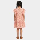 Girls' Peach Sleeveless Floral A-Line Dress, पीच, small