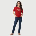 Women's Red Round Neck Regular T-Shirt, Red, small