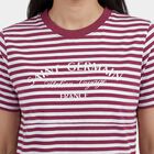 Women's Purple Cotton Blend Round Neck Casual T-Shirt, Purple, small