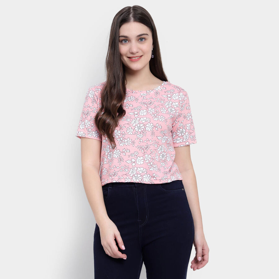 Round Neck T-Shirt, Pink, large image number null