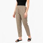 Women's Beige Straight Fit Heart Printed Lounge Pyjama, गहरा पीला, small