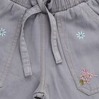 Girls' Light Grey Wide-Leg Embroidered Cargo Jeans, Light Grey, small