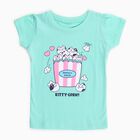 Girls Light Mint Green Cotton Round Neck Casual T-Shirt, हल्का हरा, small image number null